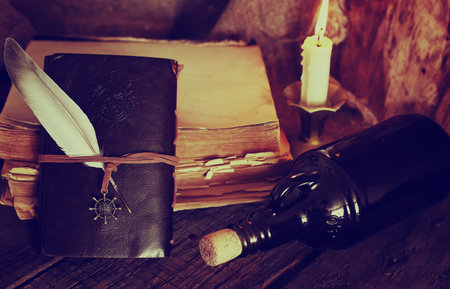 various vintage elements on old worn backgrounds different concepts