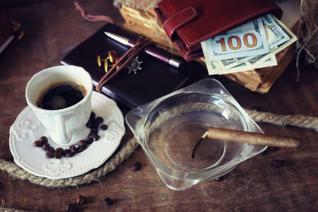 various vintage elements on old worn backgrounds different conceptsの写真素材