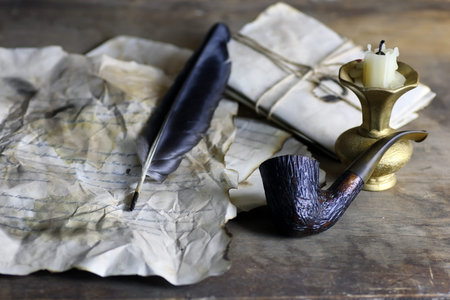 retro vintage elements as a concept is well forgotten old adventureの写真素材