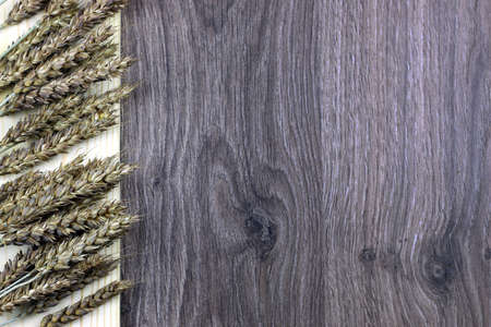 a bouquet of dried rye ears of which makes the bread on the backgroundの写真素材