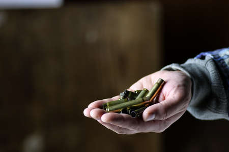 hand men aged hold the object help conceptの写真素材