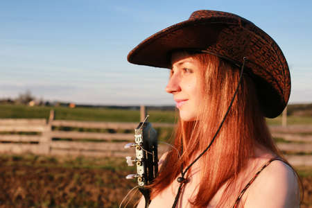 handsome and attractive person in the summer in the landscape nature and parksの写真素材