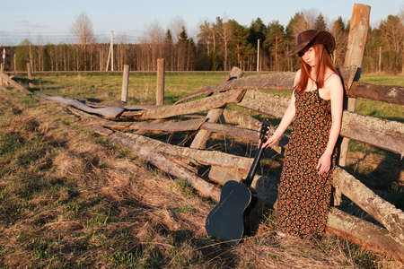 handsome and attractive person in the summer in the landscape nature and parksの写真素材