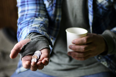 hand men aged hold the object help conceptの写真素材