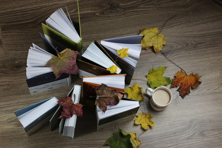 a variety of books for the school year in the school on the floor stack