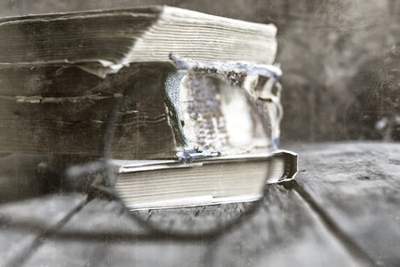 various vintage elements on old worn backgrounds different conceptsの写真素材