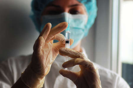 medical equipment tubes and vials for injection and vaccinationsの写真素材