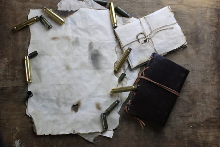 many shell casings from bullets of different caliber in the background chaos concept in the world