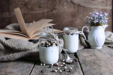 rustic homemade yogurt jar
