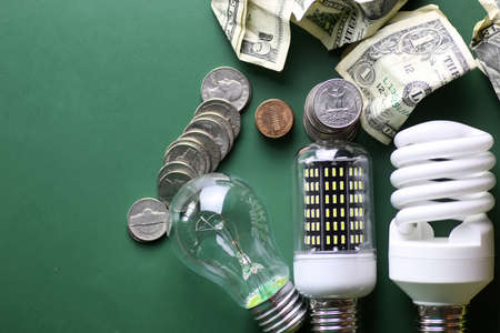 different lamps and moneyの写真素材
