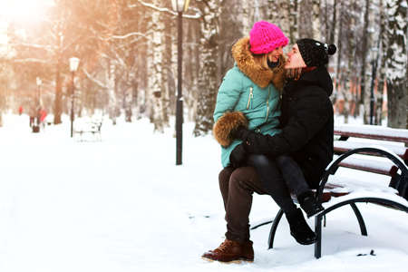 lover heterosexuals on a date in the winterの写真素材