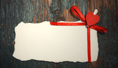 old white sheet of paper love notes and heart shapeの写真素材