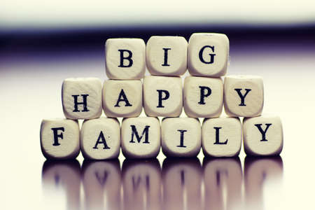 wood text cube familyの写真素材