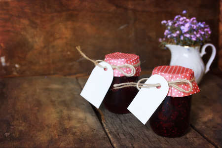 retro rustic homemade jam jarの写真素材