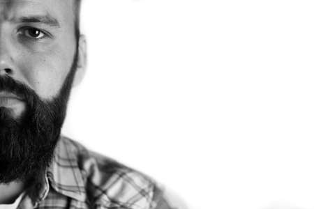 half head man portrait spaceの写真素材