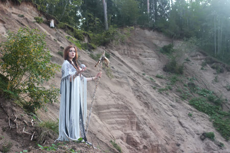Shaman with Staff and glass ball outdoor