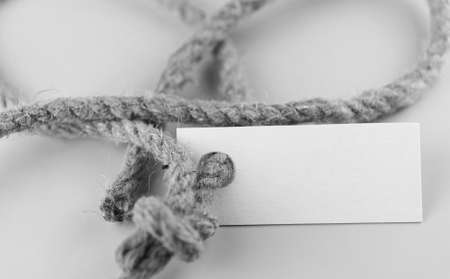 monochrome photo sticker with thick braided rope and ship paperの写真素材