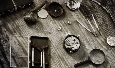watch clock repair retro concept working hard in a past