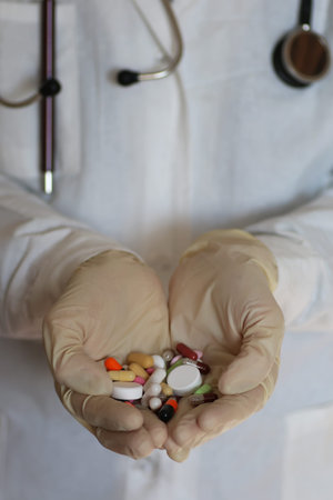 drugs in doctor handの写真素材