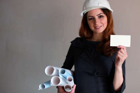 woman with a blank sheet of paperの写真素材