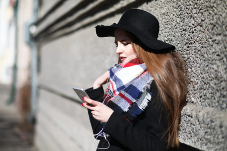Girl on a walk in sunny weather