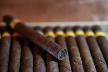 large wooden box of cigars handmade Cuban