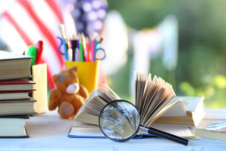 educaion book stack page outdoorの写真素材