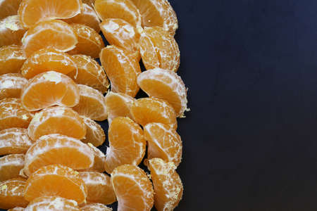 mandarin fruit isolate blackの写真素材