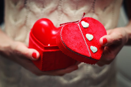 heart hand valentine gift boxの写真素材