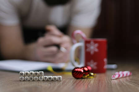 christmas letter man smileの写真素材