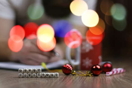 christmas letter man smileの写真素材