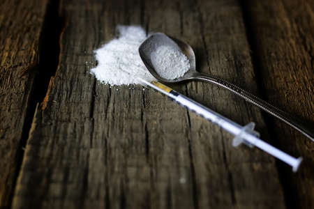 cocain drug syringe spoonの写真素材