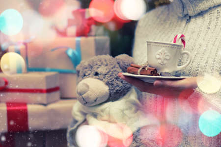 stack of gifts for Christmas holidays backgroundの写真素材