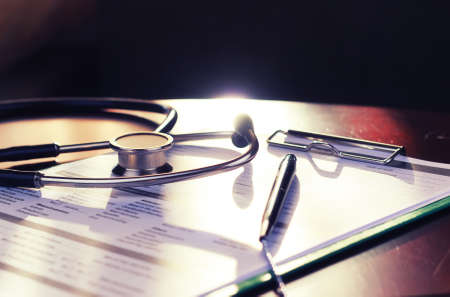 Cardiologist stethoscope paper insuranceの写真素材