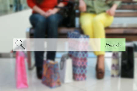 search bar on a blurred background shopping young girlsの写真素材