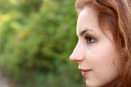 women portrait caucasian summer closeupの写真素材