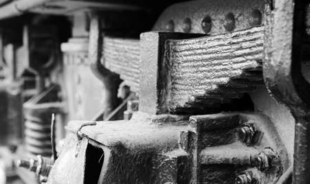 Details of the metal parts of the old vintage railway trainの写真素材