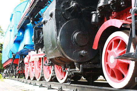 Details of the metal parts of the old vintage railway train