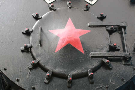 Details of the metal parts of the old vintage railway trainの写真素材