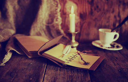 various vintage elements on old worn backgrounds different conceptsの写真素材