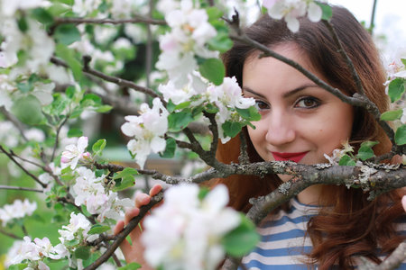 handsome and attractive person in the summer goes on city streetsの写真素材