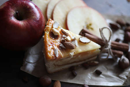 Delicious pastry with cinnamon and fruitの写真素材