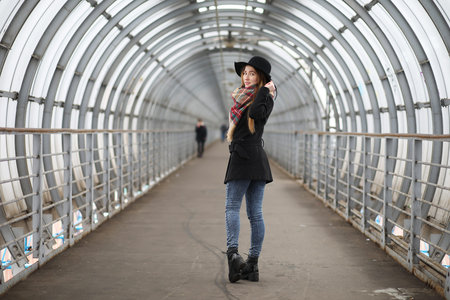 French woman on walk in the central part of the city