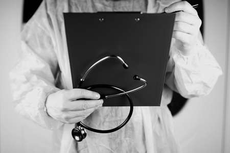 doctor stethoscope file black and whiteの写真素材