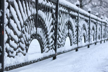 winter wrought fence gatesの写真素材