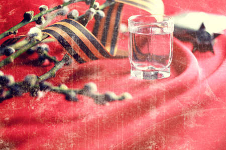 Retro effect on Great Patriotic War medals compositionの写真素材