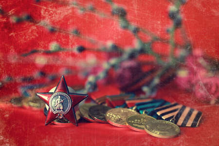 Retro effect on medals composition from Great Patriotic Warの写真素材