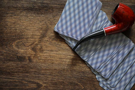 Playing chips and a deck of cardsの写真素材