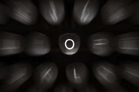 The letter of the alphabet in English to the retro typewriter symbol oの写真素材