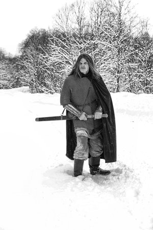 Defender the young warrior in armorの写真素材